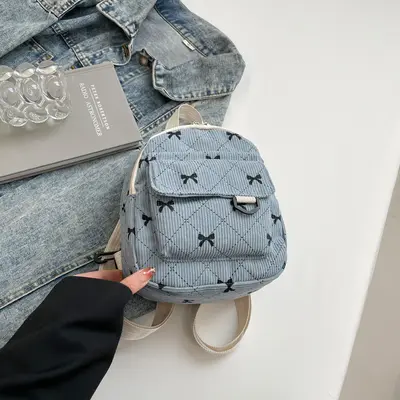 Bow-Detail Korean-Style Girls' Backpack, Large Capacity Casual Backpack - 9