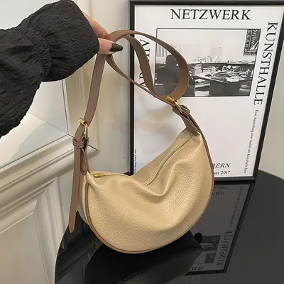 Winter Dumpling Bag Women's Soft Leather Single Shoulder Crossbody Bag - 6