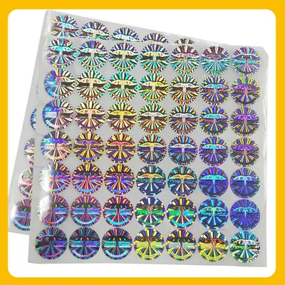 3D Holographic Anti-Counterfeit Label, Transparent Bottle Sticker, Self-Adhesive