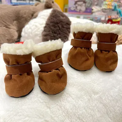 Yumuşak tabanlı peluşlu evcil hayvan botu, kapalı alan kış modeli - 7