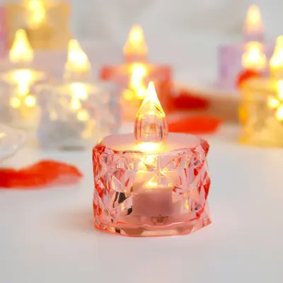 LED dijital mum ışığı gül çayı mumu şeffaf kristal gece lambası evlilik teklifi atmosfer ışığı LED dijital mum - 10