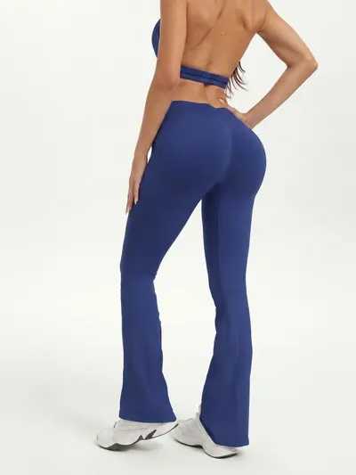 Damen-Yoga-Schlaghose mit Peach-Lift, weites Bein - 2