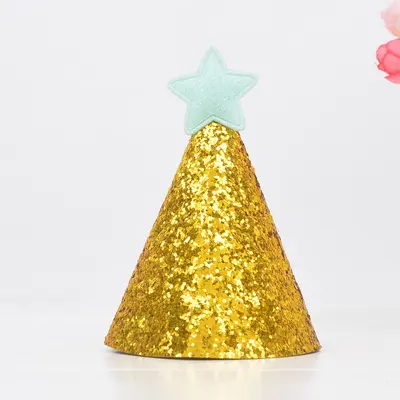 Gold Children's Birthday Party Hat with Star Sequins - 8