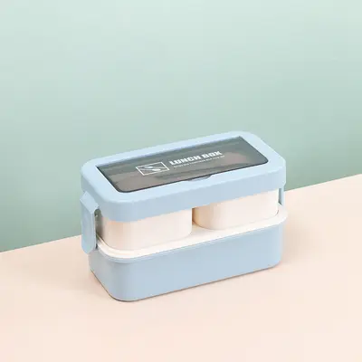 Double-Layer Compartment Lunch Box, Microwave-Safe, Portable, Japanese Style - 7