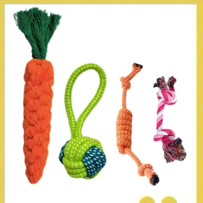 Chew-Resistant Cotton Rope Dog Toy Set for Small and Medium Dogs - 8