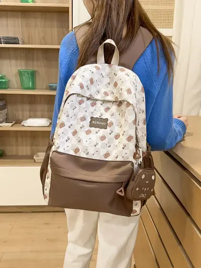 Printed Backpack for Middle and High School Students, Korean Style - 4