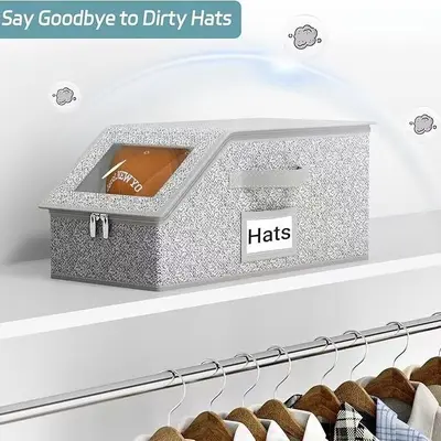 Amazon çok fonksiyonlu şapka saklama kutusu büyük kapasiteli katlanabilir beyzbol şapkası saklama kutusu toz geçirmez kapaklı fermuar kutusu