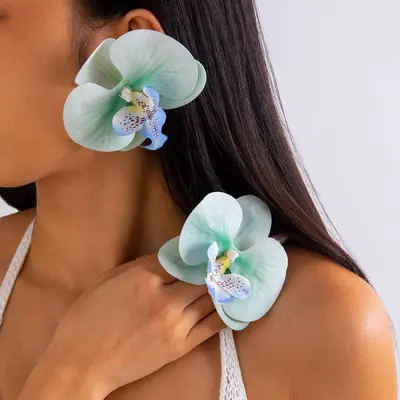 Amazon cross-border 3D colorful large butterfly orchid earrings, simulated flower earrings giving a fresh and atmospheric feel. - 10