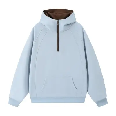 Herren-Kapuzensweatshirt, Half-Zip, Baumwolle, Herbst-Winter - 11