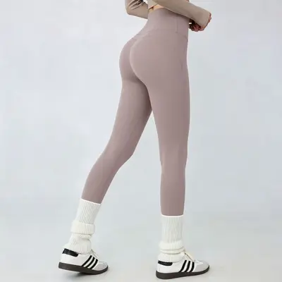Damen-Yogahose hohe Taille, 7/8-Länge, po-hebend - 13
