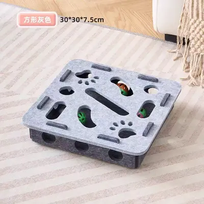 Felt Maze Cat Puzzle Box with Bell Ball and Hide-and-Seek Holes - 7