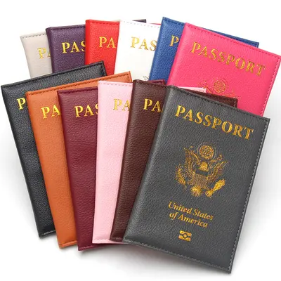 Slim US passport holder, leather, portable, lychee texture, travel