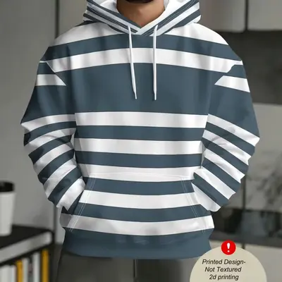 Erkek 3D Baskılı Kapüşonlu Sweatshirt, Uzun Kollu Günlük Spor Giyim