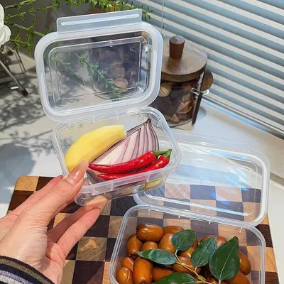 Single-buckle hinged sealed fresh-keeping box, food-grade plastic, microwave-safe, freezer-safe, fresh meat storage, meal prep and portion control container