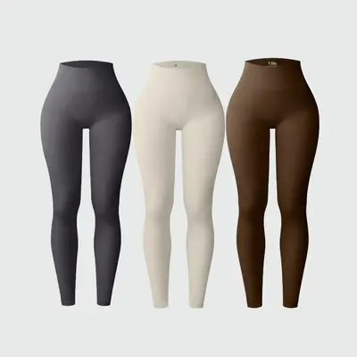 Threaded Seamless Yoga Leggings, Long, Women's, High Waist, Butt-Lifting