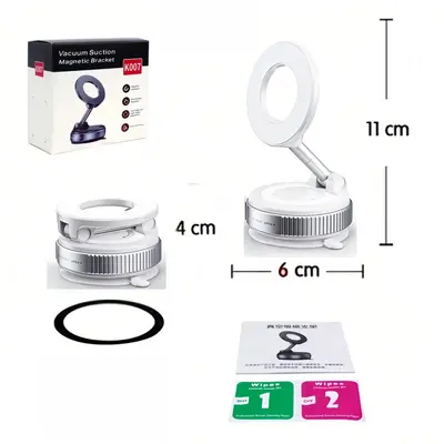 K007 Car Phone Holder, Suction Cup Vacuum Magnetic Navigation Mount, Nano Gel - 11