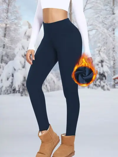 Yoga-Leggings Herbst-Winter mit Fleece, hoher Bund, hochelastisch - 10