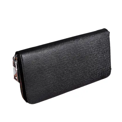 Men's Mid-Length Wallet, Split Leather, Zipper Clutch - 5