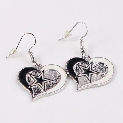 NFL Peach Heart Drop Oil 32 Sports Team Series Earrings with Cowboys, Steelers, Pirates, Seahawks and Other Team Logos