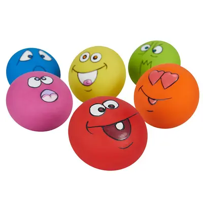 Smiling Face Squeaky Latex Dog Toy, Durable - 6