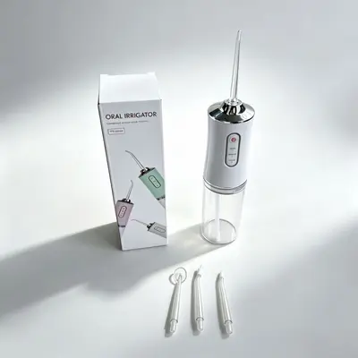 便携电动冲牙器家用3档喷水牙线洗牙器口腔清洁器带充电线三色可 - 8