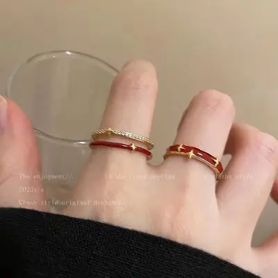 Doppellagiger roter Sternring, verstellbar - 2