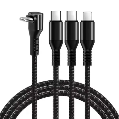 100W USB-C 3-in-1 fast charging cable, compatible with Android/Apple/Huawei