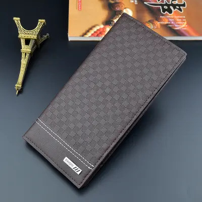 Men's Long Wallet, Slim Vertical Design, Soft Leather, Multi-Card - 8