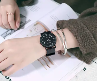 Beliebte Uhren für Schülerinnen, koreanischer Stil, einfach, modisch, Sport und Freizeit, Herren-Atmosphäre Retro-Collegestil Paaruhren - 7