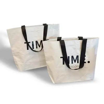 Off-White Woven Exhibition Tote Bag, Extra Large, Customizable Logo