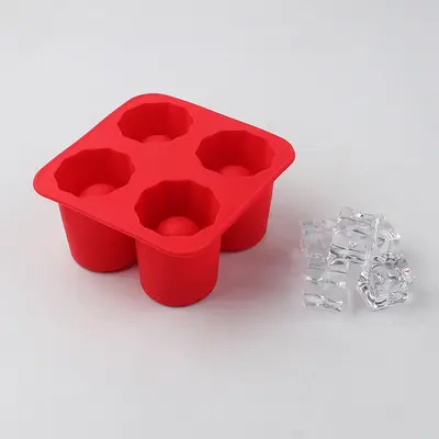 Four-hole ice bucket silicone mold ice cube mold cylindrical water glass cola ice cube whiskey ice mold pot grinding tool