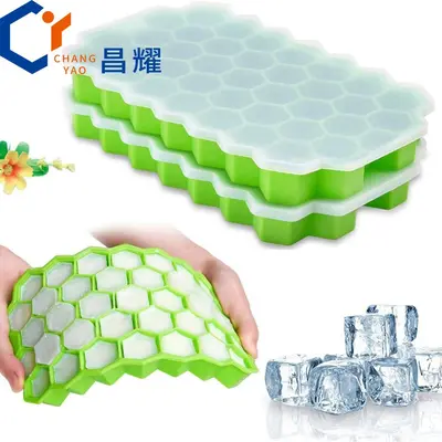 Honeycomb Ice Cube Tray 37-Grid Ice Pop Mold Silicone with Lid Household Ice Cube Mold Honeycomb Ice Maker Box Wholesale - 3