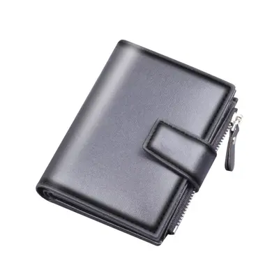 Men's Short Wallet, Vertical Design, Snap Button, Leather - 6