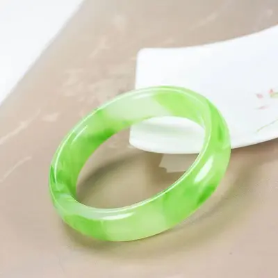 Neuer chinesischer Stil Glas Jade ähnlich Eis transparent Jingle Armreif, dicker runder Stab, Nischen Antikstil, vielseitiger dicker Armreif für beste Freunde. - 9