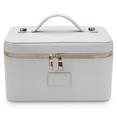 PU Leather Portable Makeup Bag with Compartments, Large Capacity - 8