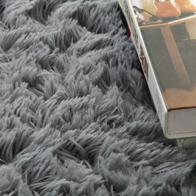 Washable Long Pile Silk-Look Carpet for Living Room, Custom Sizes Available