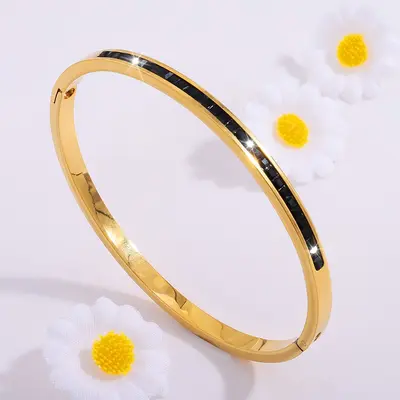 Titanstahl-Armband, vollständig mit Mikrodiamanten besetzt - 9