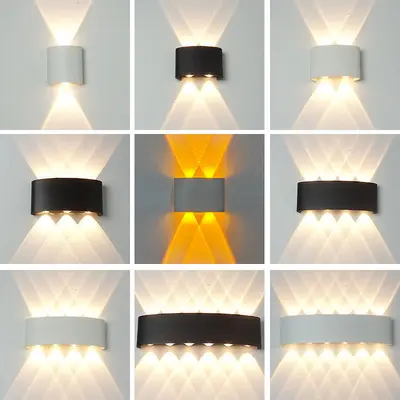 LED dış mekan su geçirmez duvar lambası, bahçe duvar lambası, villa otel koridor balkon iç ve dış mekan yukarı aşağı aydınlatma yatak odası lambası