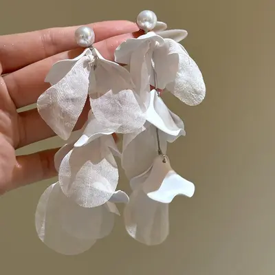 Qisi Miaoxiang ~ Farbenfrohe Dopamin Stoff-Perlen Ohrringe Damen Ohrstecker Strandurlaub Stil Ohrringe Ohrklemmen - 11
