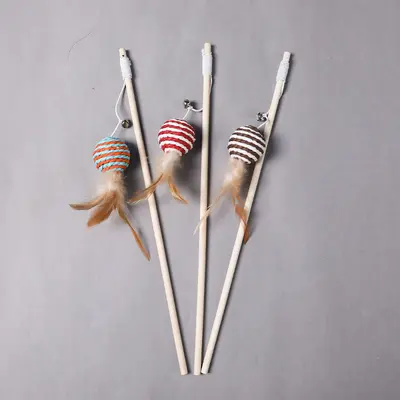 Cat Teaser Wand with Wooden Handle, Sisal Rope, Interactive Mouse Toy - 13