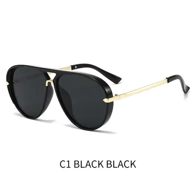 Große Modesonnenbrille mit Rahmen, trendiges Design - 8