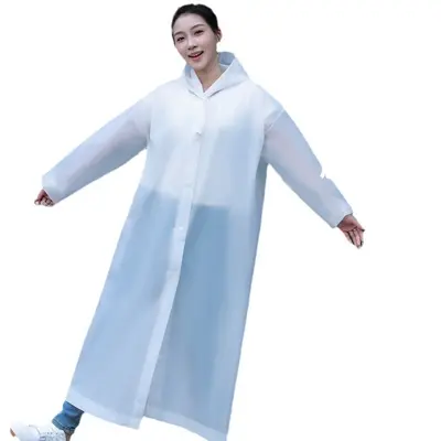 Eva Regenmantel für Erwachsene, wiederverwendbar, Langform, wasserdicht, für Outdoor-Reisen, tragbarer Poncho, wasserundurchlässig, mit Kapuze, zum Wandern.