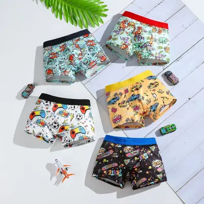 Boys' Milk Silk Boxer Briefs, Breathable Cartoon Design - 10