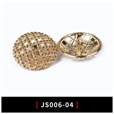 Hollow Pearl Gold Metal Button, Round - 7