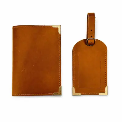 Crazy Horse Leder Reisepass-Tasche mit Vintage Gepäckanhänger - 6