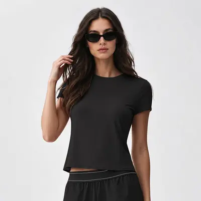 Women's Yoga Set, Quick-Dry Straight-Leg Pants and Short-Sleeve Top - 7