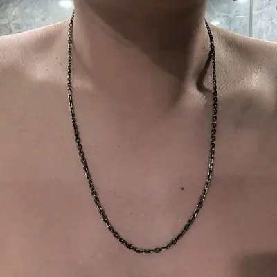 Çapraz zincir kolye, gümüş kaplama, vintage stil - 4