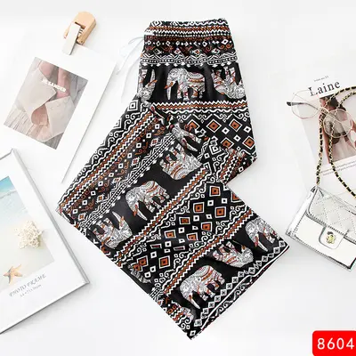 High-Waisted Loose Wide-Leg Women's Pants, Straight Leg, Spring and Summer - 9