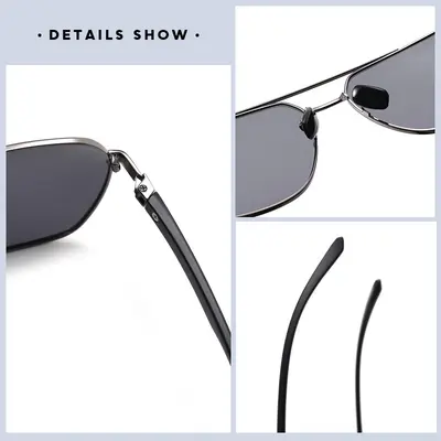 Metal Frame Polarized Men's Sunglasses, UV Protection Outdoor Shades - 5