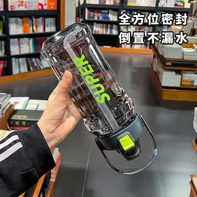 Große Kapazität Sporttrinkflasche 2 Liter Trend-Pipettenglas mit Skalierung tragbares einfaches auslaufsicheres stoßfestes Wasser-Trinkgefäß - 4